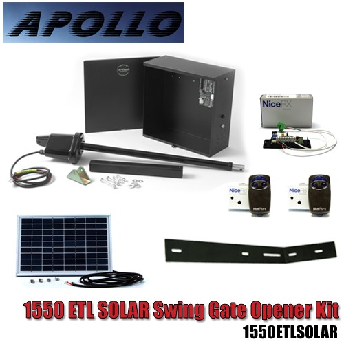 Apollo 1550 ETL SOLAR Swing Gate Opener Kit - Fence Supply Inc. 