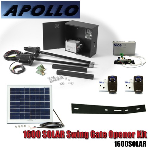 Apollo 1600 SOLAR Dual Swing Gate Opener Kit - Fence Supply Inc. 
