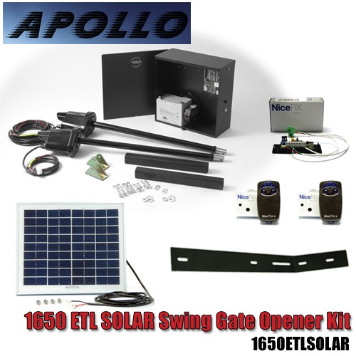Apollo 1650 ETL SOLAR Dual Swing Gate Opener Kit Fence Supply Inc.