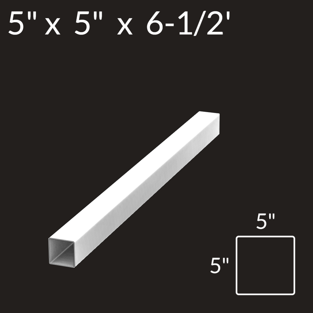 5 inch X 5 inch X 6 1 2 foot Vinyl Fence Post End White