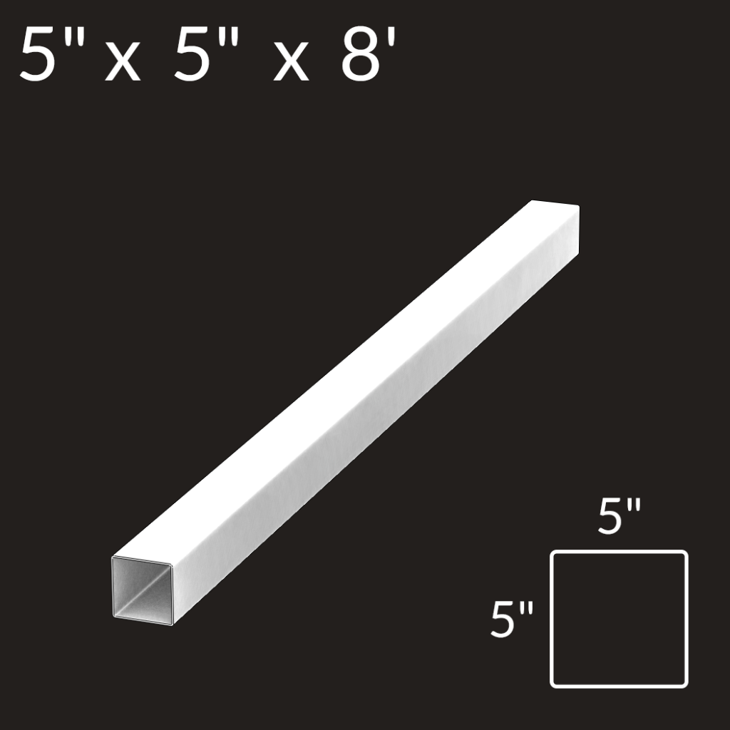 5 inch X 5 inch X 8 foot Vinyl Fence Post Blank White 5 inch X 5 inch X 8 foot Vinyl Fence Post Blank White
