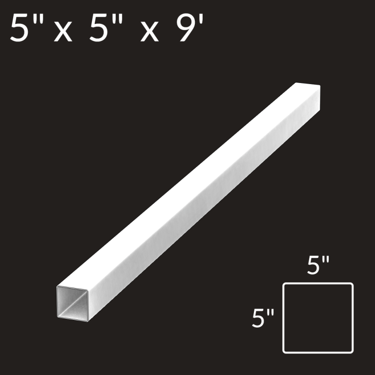 5 inch X 5 inch X 9 foot Vinyl Fence Post Corner White 5-inch-x-5-inch-x-9-foot-vinyl-fence-post-corner-white