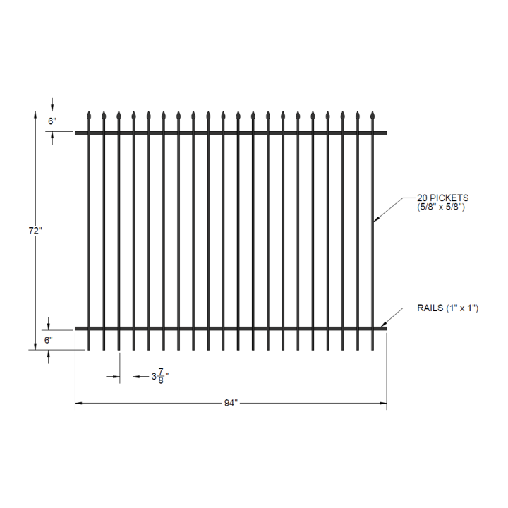 Iron Fence Panel – 72-inch x 94-inch – Summit