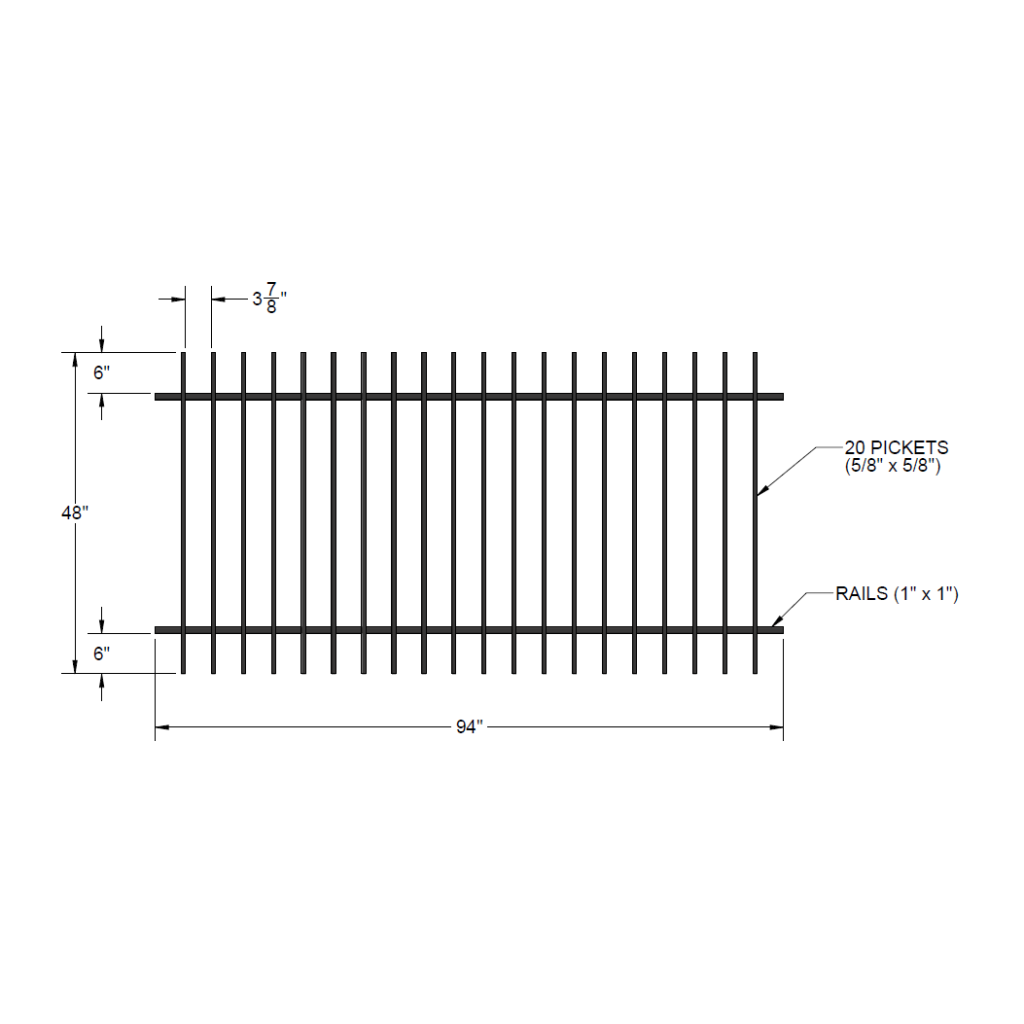 Iron Fence Panel – 46-inch x 94-inch – Regal