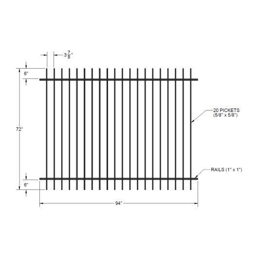 Iron Fence Panel – 72-inch x 94-inch – Regal