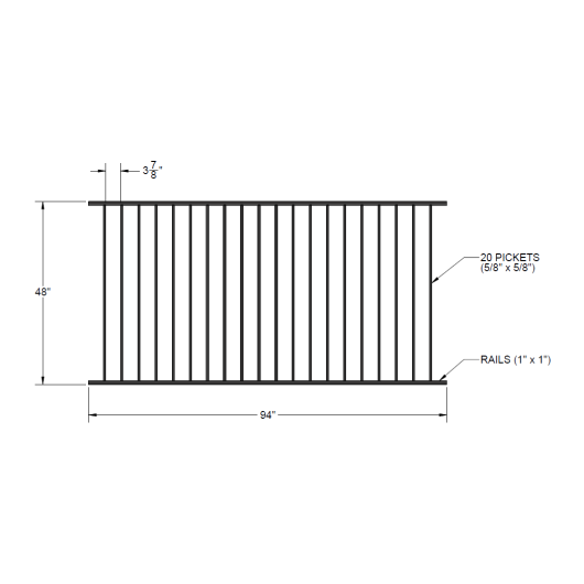 Iron Fence Panel – 48-inch x 94-inch – Yukon