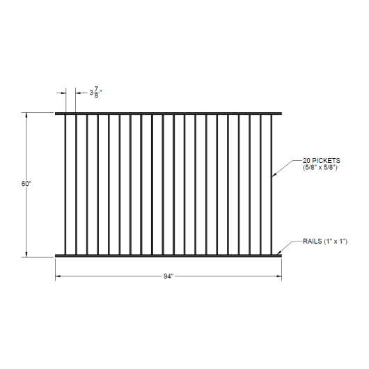 Iron Fence Panel – 60-inch x 94-inch – Yukon