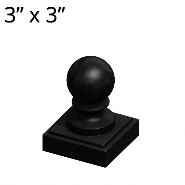 Cast-Iron Post Cap - Ball Style - 3-inch x 3-inch