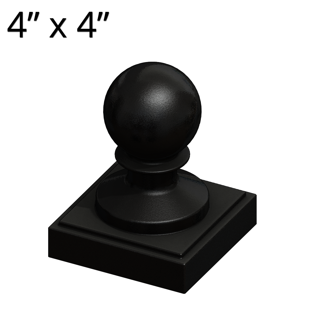 For 4" Posts 100mm Epoxy Black Metal Round Ball Fence Finial Post Caps 