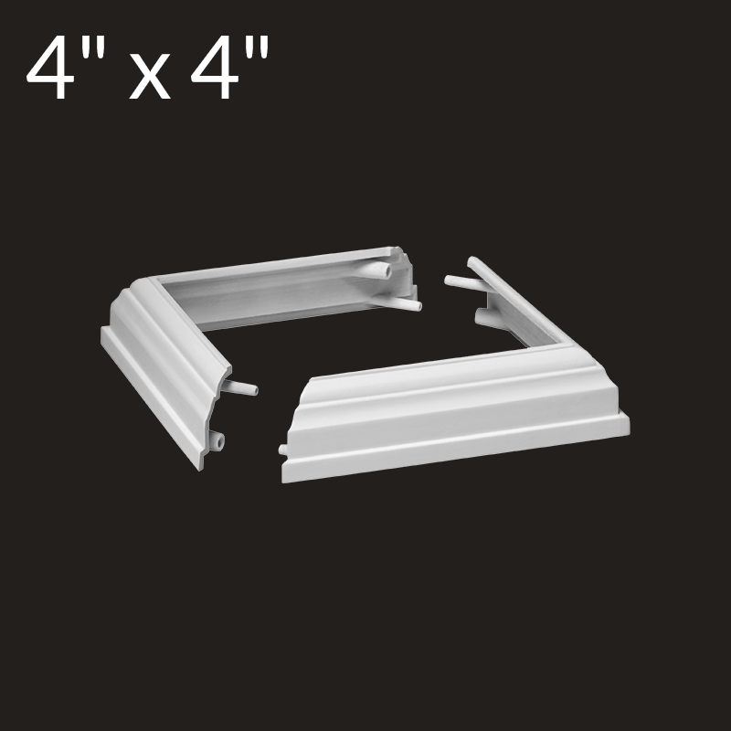 Single Pack 4" x 4" White Vinyl Federation Post Skirt Two-Piece 