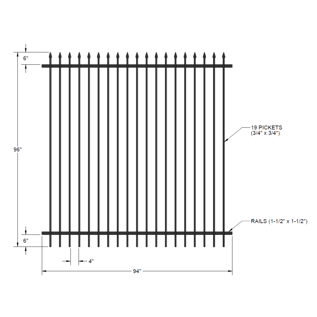 Iron Fence Panel - Commercial - 96-inch x 94-inch - Summit - Fence ...