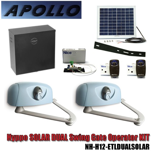 Apollo Hyppo SOLAR Dual Swing Gate Articulating Arm Opener Kit Fence Supply Inc.